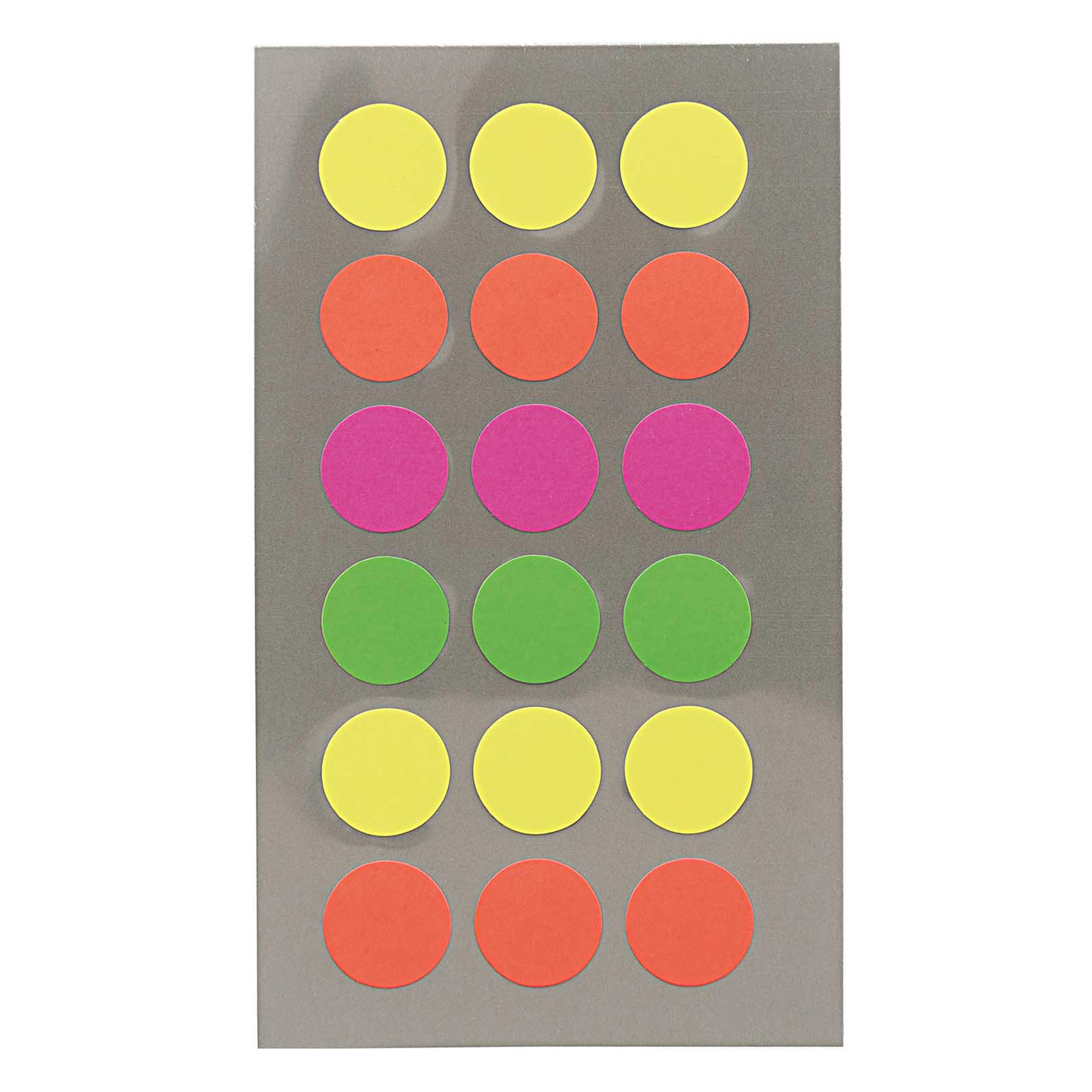 Hobby stickers - 144x stuks - D15 mm - neon kleuren ronde stickers - Kantoor stickers - Scrapbook -