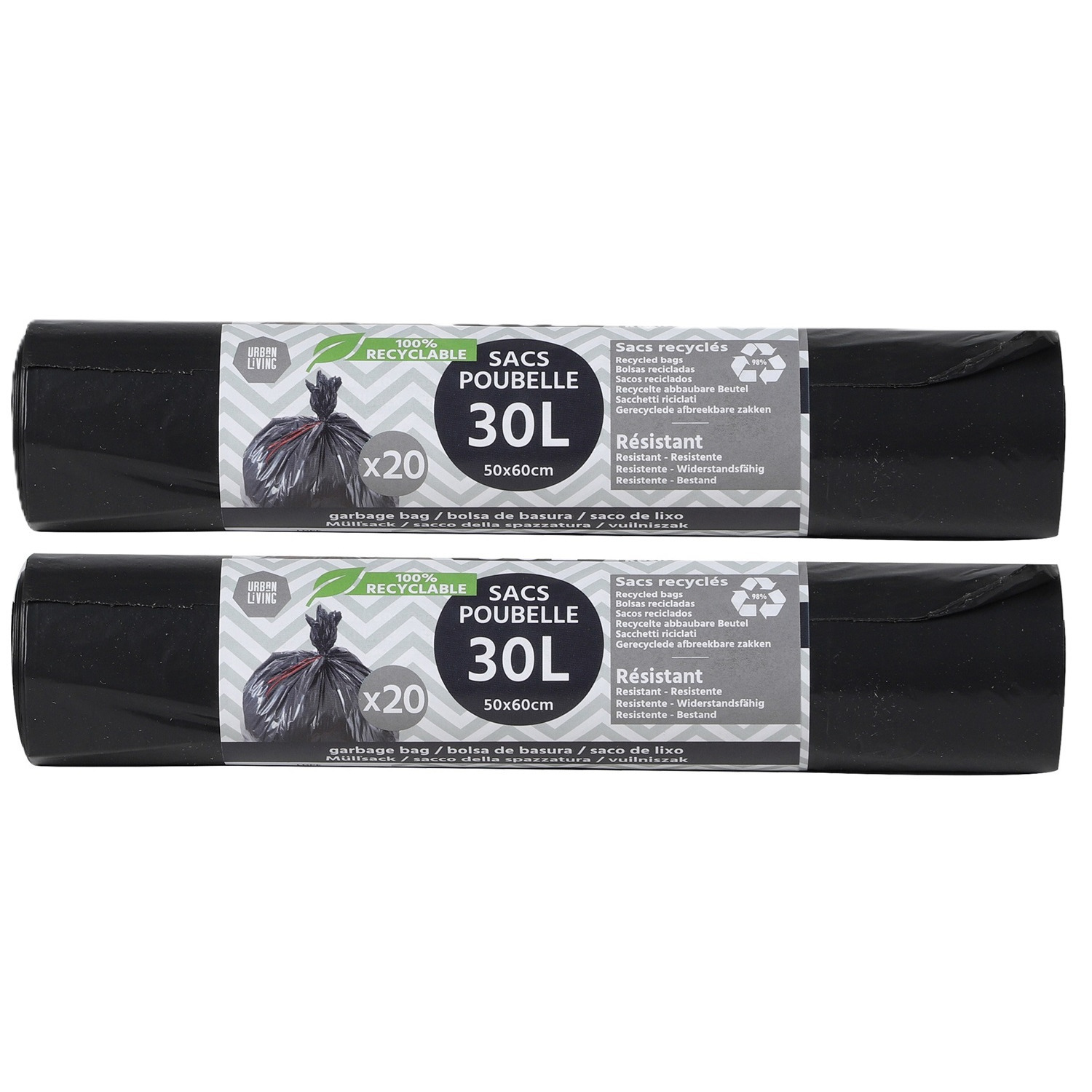 Afvalzakken/vuilniszakken/containerzakken - medium size - 40x - 30 liter - zwart - 60 x 50 cm -