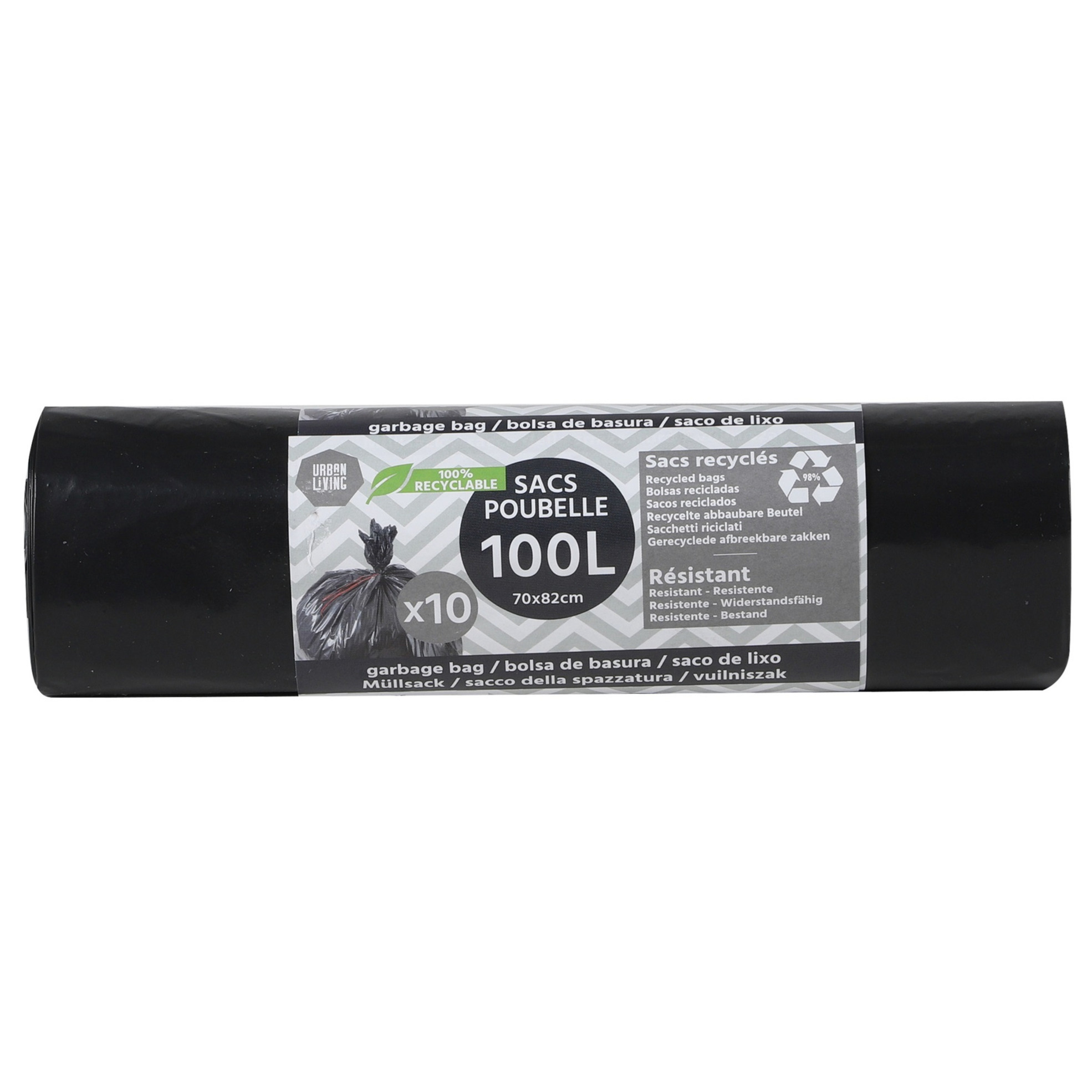 Afvalzakken/vuilniszakken/containerzakken - XXL - 10x - 100 liter - zwart - 82 x 70 cm -