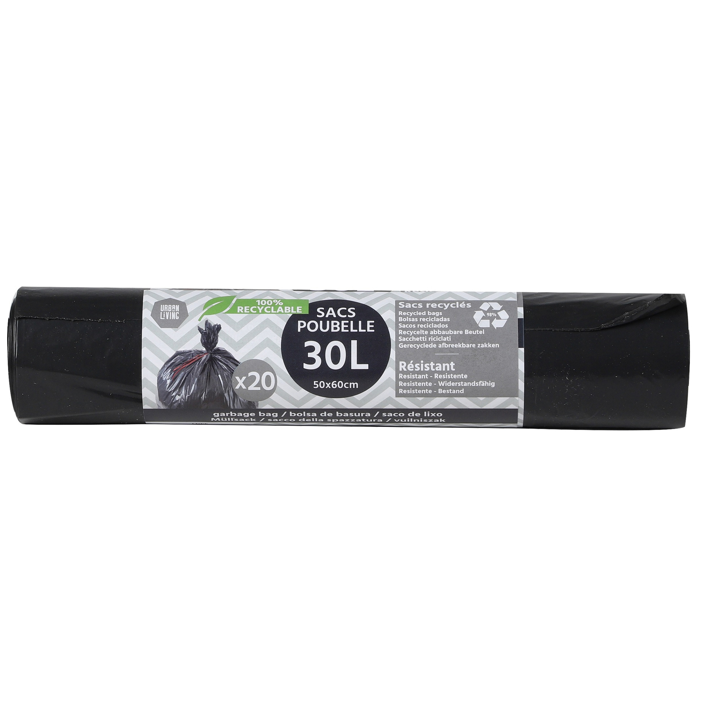 Afvalzakken/vuilniszakken/containerzakken - medium size - 20x - 30 liter - zwart - 60 x 50 cm -