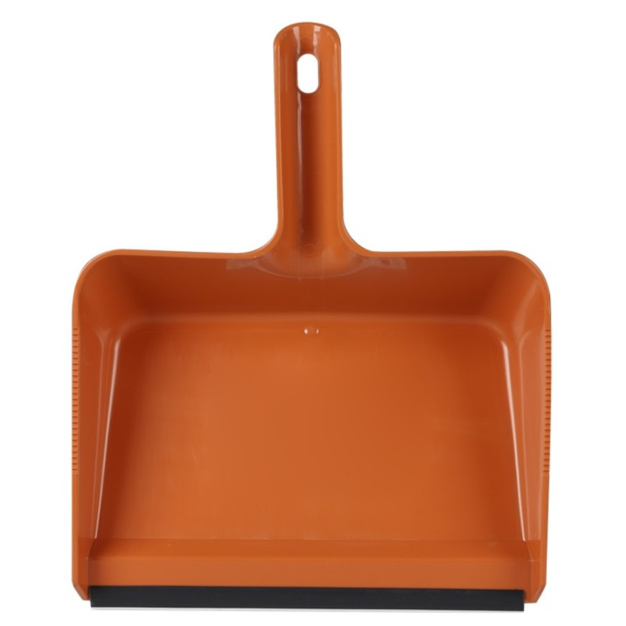 Vuil opvang blik - kunststof - met rubber strip - 30 x 38 cm - terra - stofblik - large -
