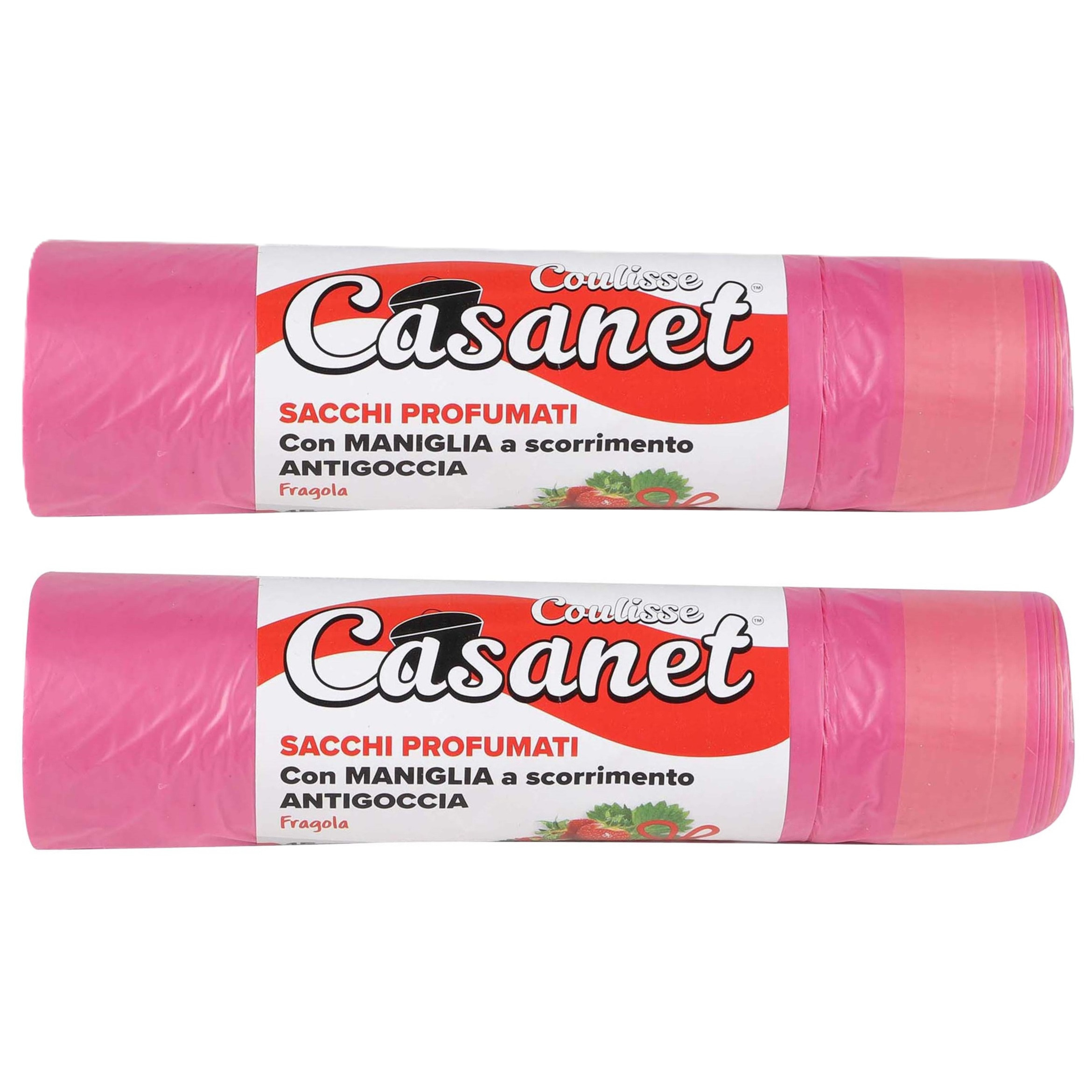 Afvalzakken/vuilniszakken/containerzakken - aardbeien geur - 30x - 50 liter - roze - ruikt lekker -