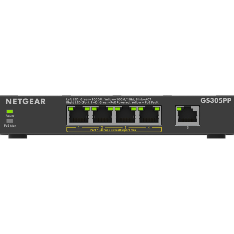 Netgear 5-port Gigabit Ethernet PoE+ Unmanaged Switch (GS305PP) switch