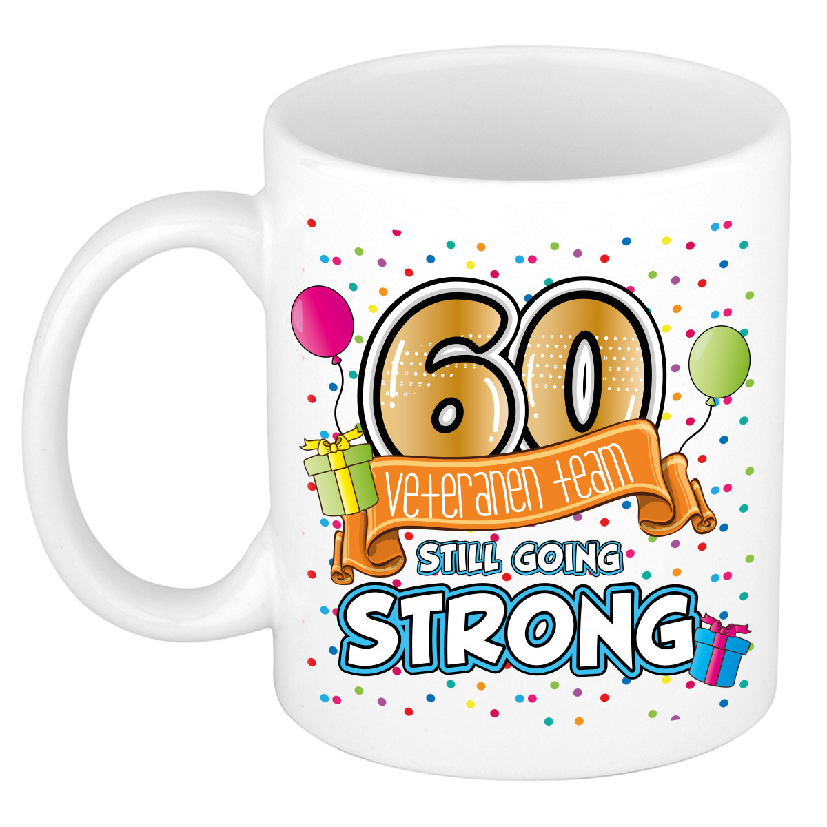 Verjaardag cadeau mok 60 jaar - wit - veteranen team - 300 ml - keramiek -