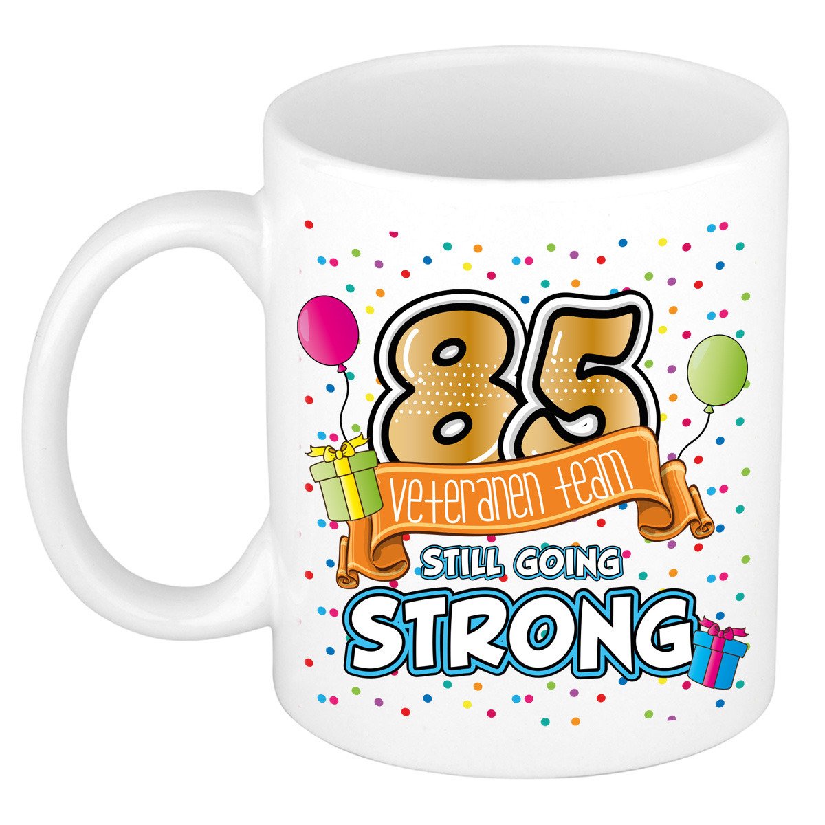 Verjaardag cadeau mok 85 jaar - wit - veteranen team - 300 ml - keramiek -