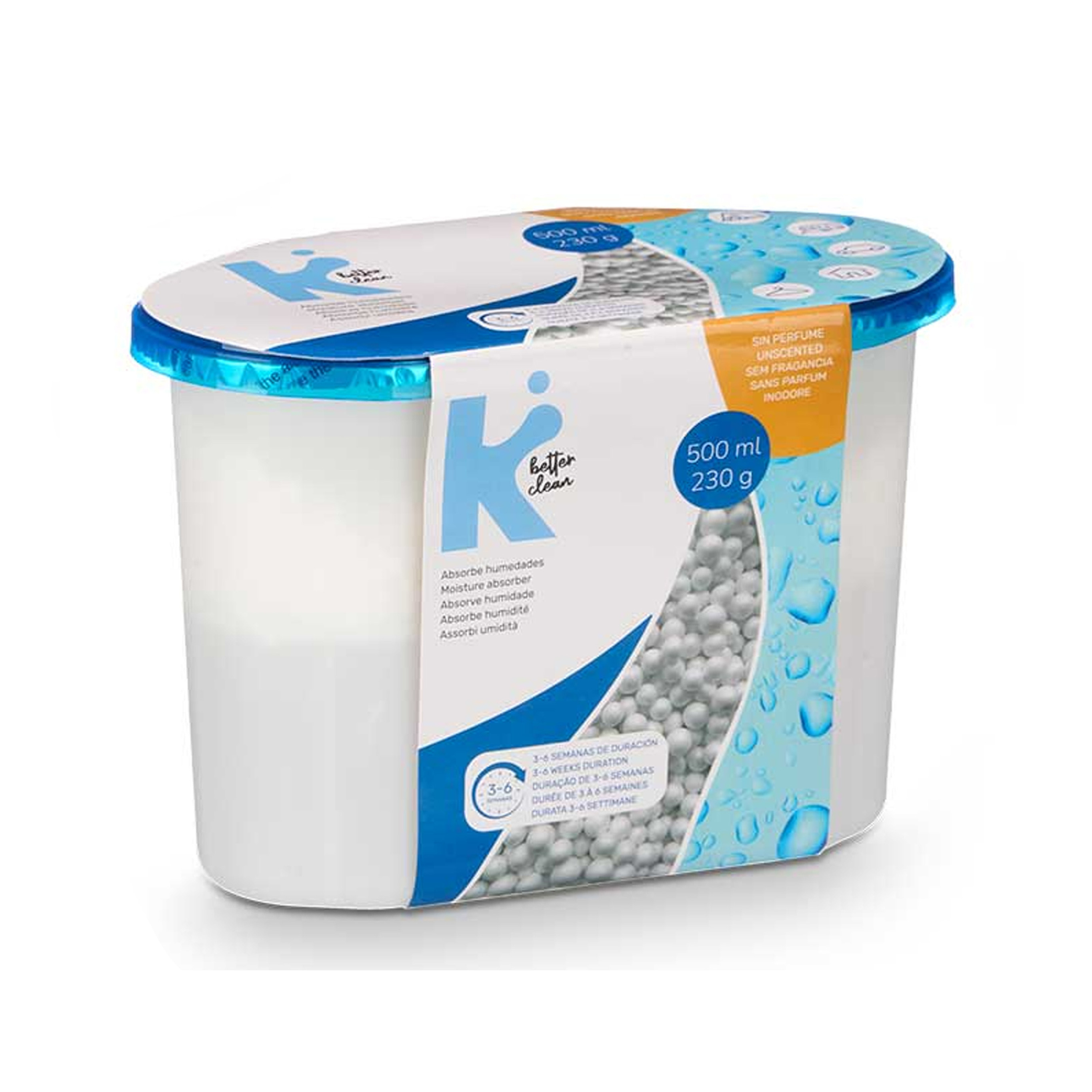 Vochtvanger 500ml - opneem korrels - Tegen schimmel/condens/geur - kelder/garage/huis/kasten -