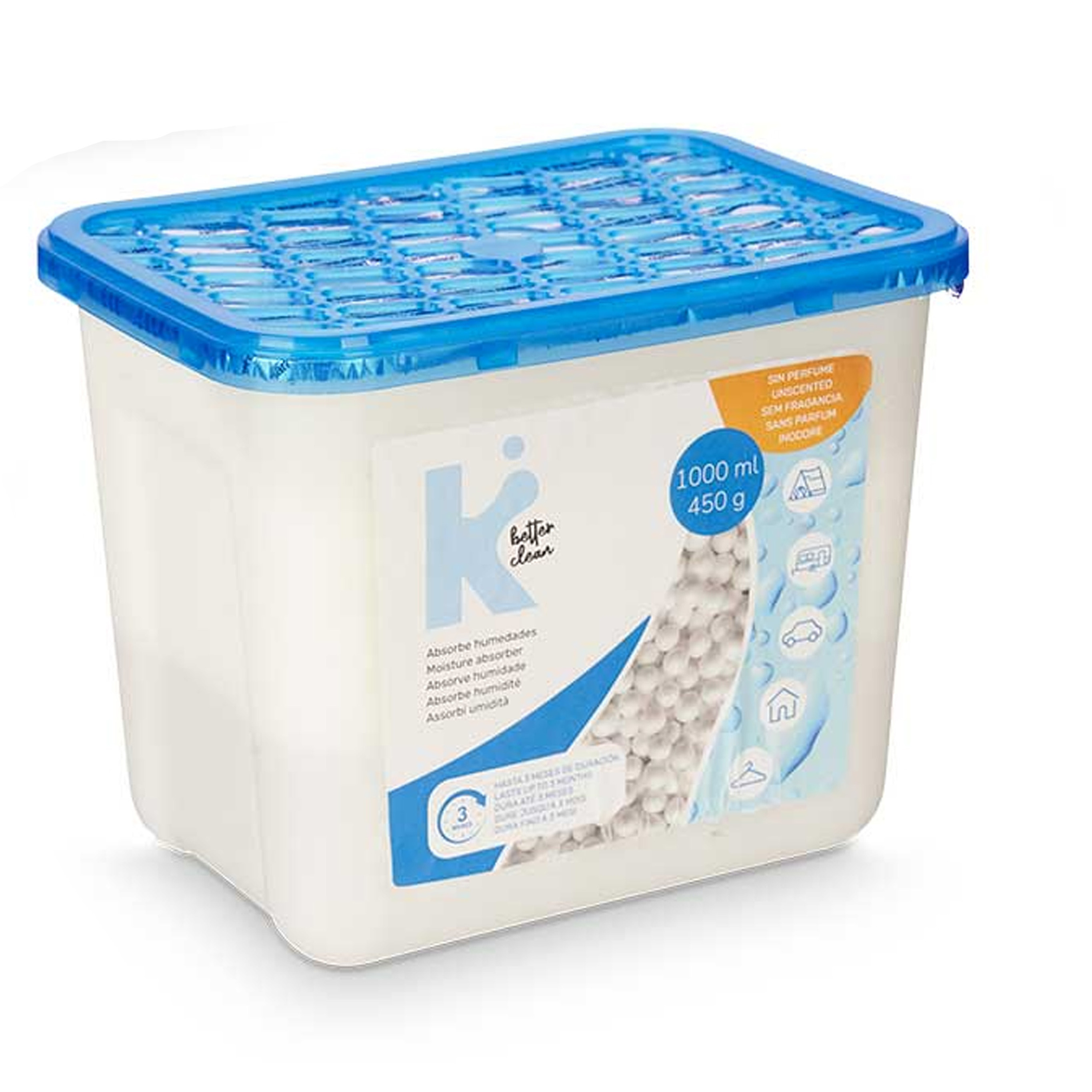 Vochtvanger 1000ml - opneem korrels - Tegen schimmel/condens/geur - kelder/garage/huis/kasten -