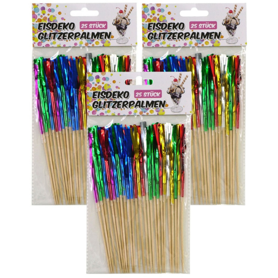 Gekleurde ijs/cocktail feest prikkers - 75x stuks - 16 cm - IJsprikkers - Cocktailprikkers -