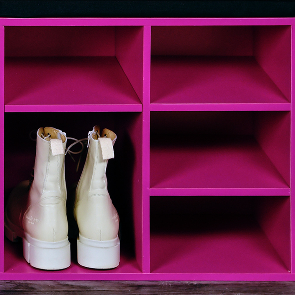 Schoenenrek/schoenenkast met zitvlak - roze - 5 paar schoenen - hout - L51 x B30 x H48 cm -