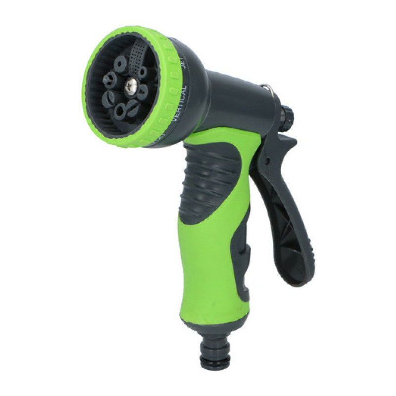Tuinslang water geven sproeikop - zwart/groen - 8 functies - kunststof -