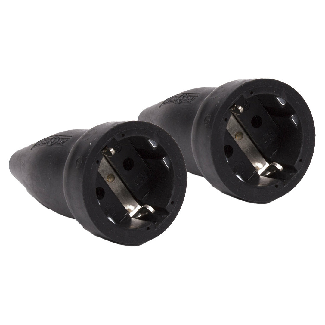 Stekker - 2x - rubber contra - met randaarde - 250 volt -