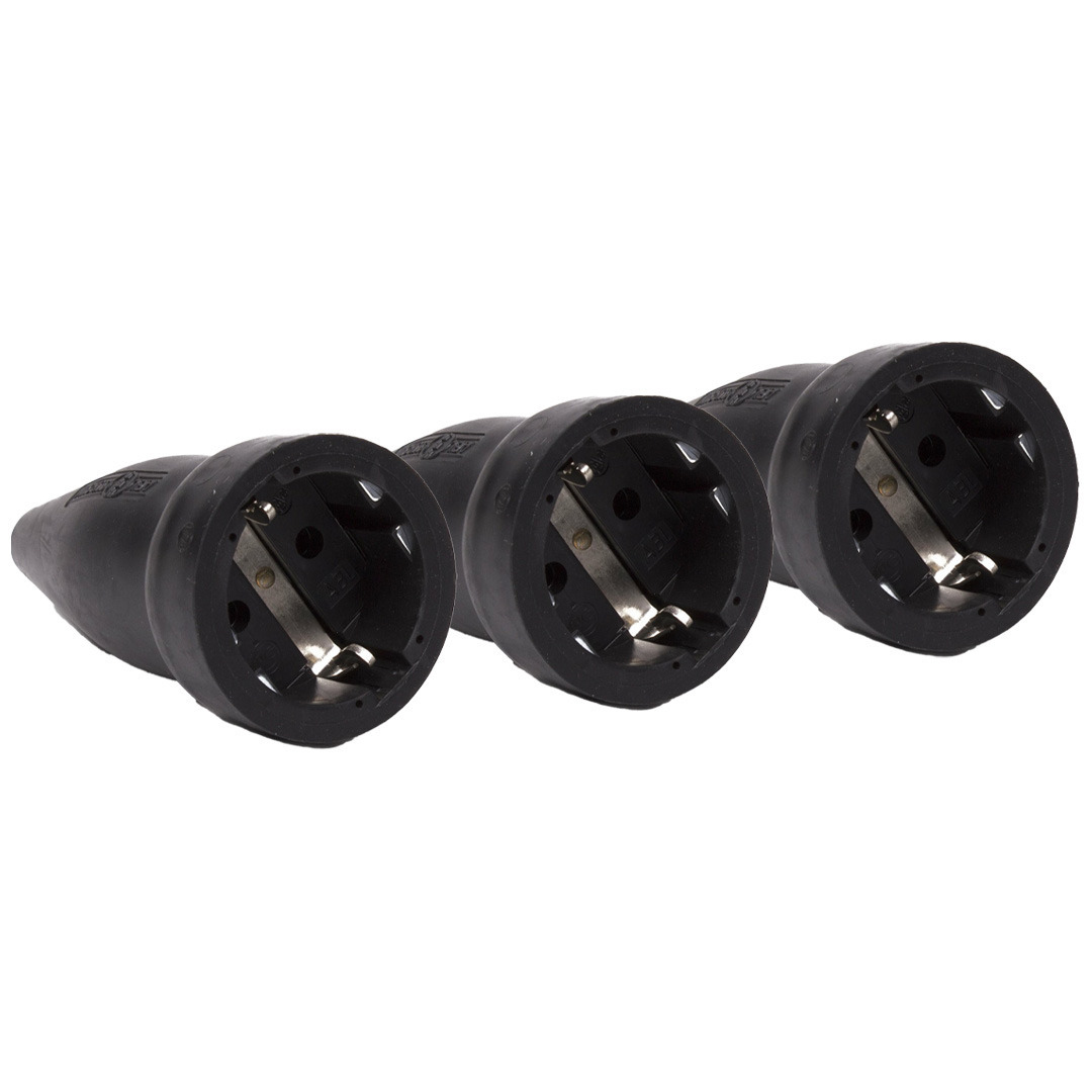 Stekker - 3x - rubber contra - met randaarde - 250 volt -