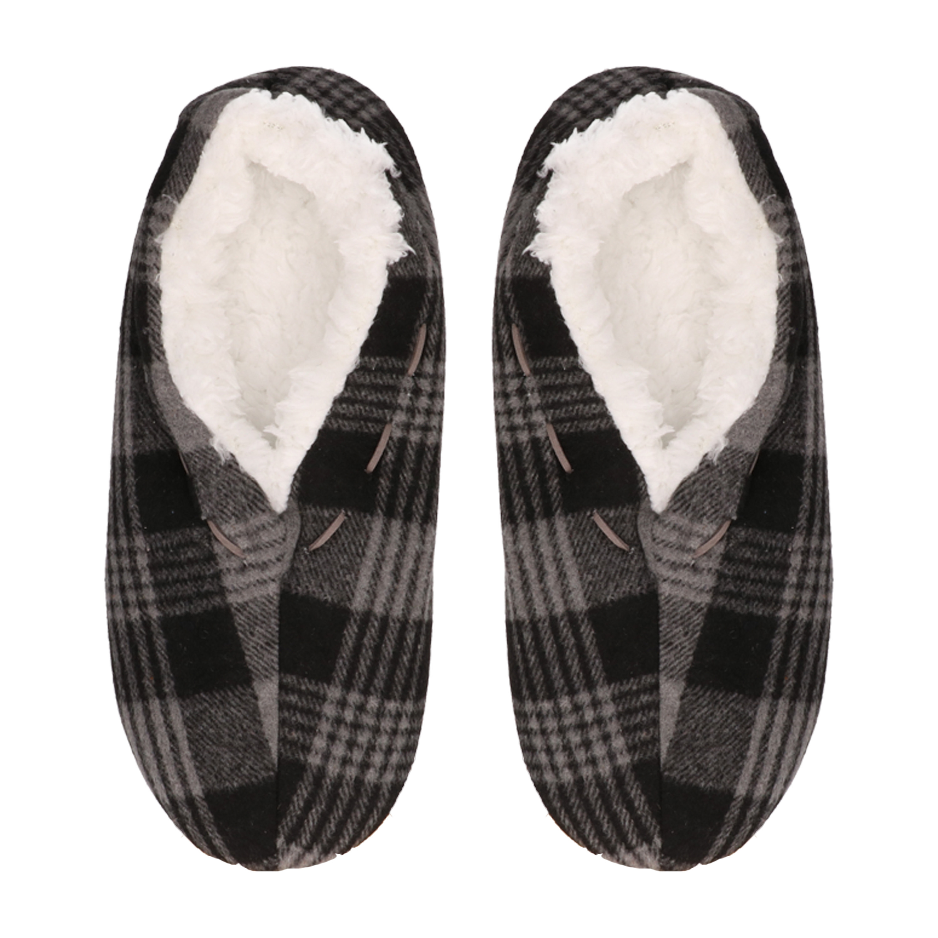 Pantoffels/sloffen voor dames - grijs - geruit - Spaanse sloffen - teddy voering 38-39 -