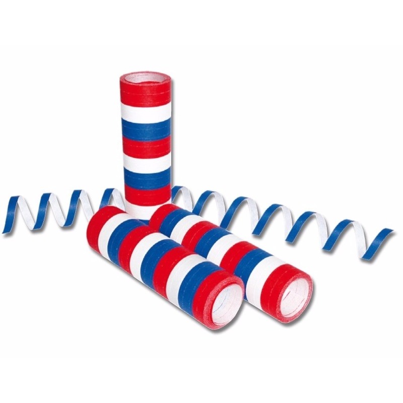 Serpentine rol rood/wit/blauw - 6x - vlag Nederland/Holland - Feestartikelen/versieringen - 400 cm -