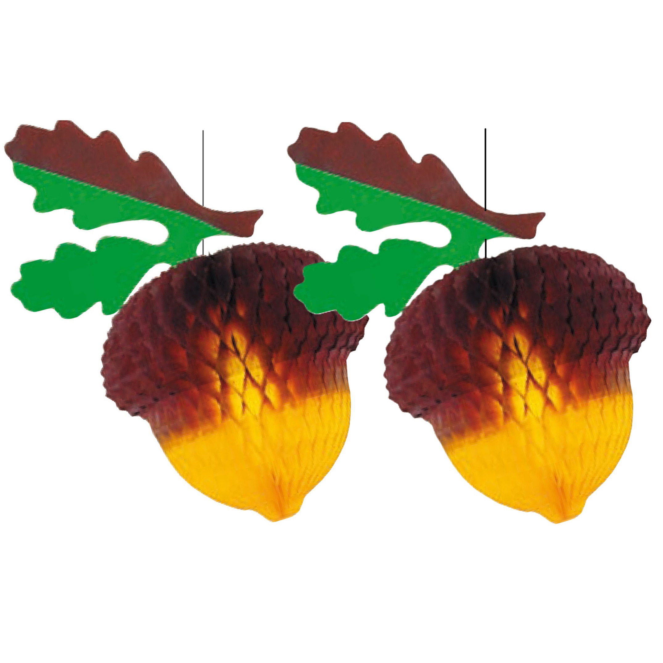 Hangdecoratie herfst thema decoratie 2x een eikel van 30 cm -