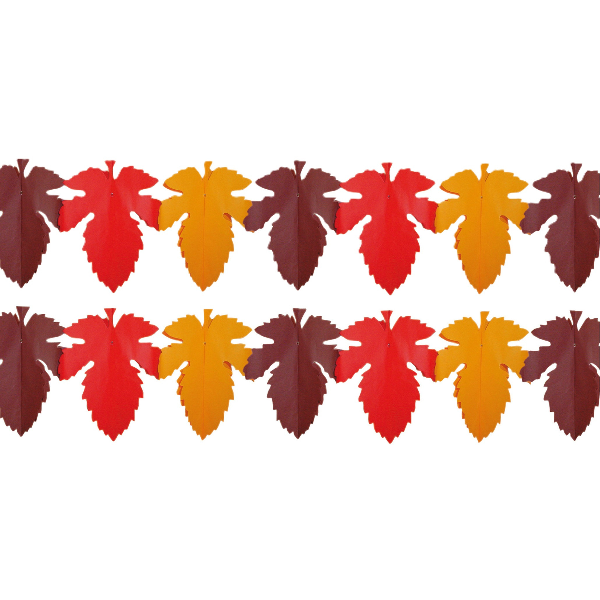 Slinger herfstbladeren thema - 2x - 300 cm - Papier - Herfst seizoen thema versiering - mix kleuren -
