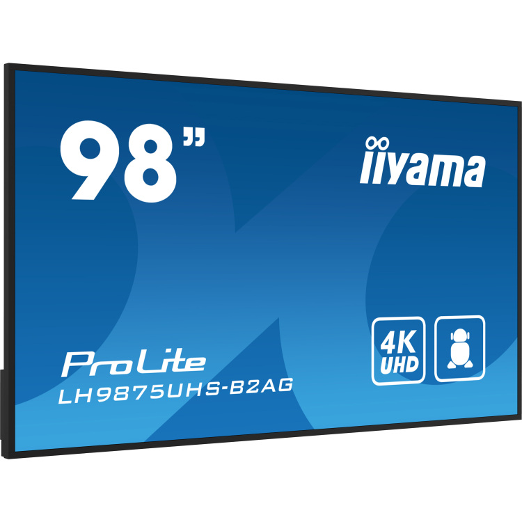 iiyama ProLite LH9875UHS-B2AG public display HDMI, DisplayPort, LAN, WiFi, USB, Audio, Android