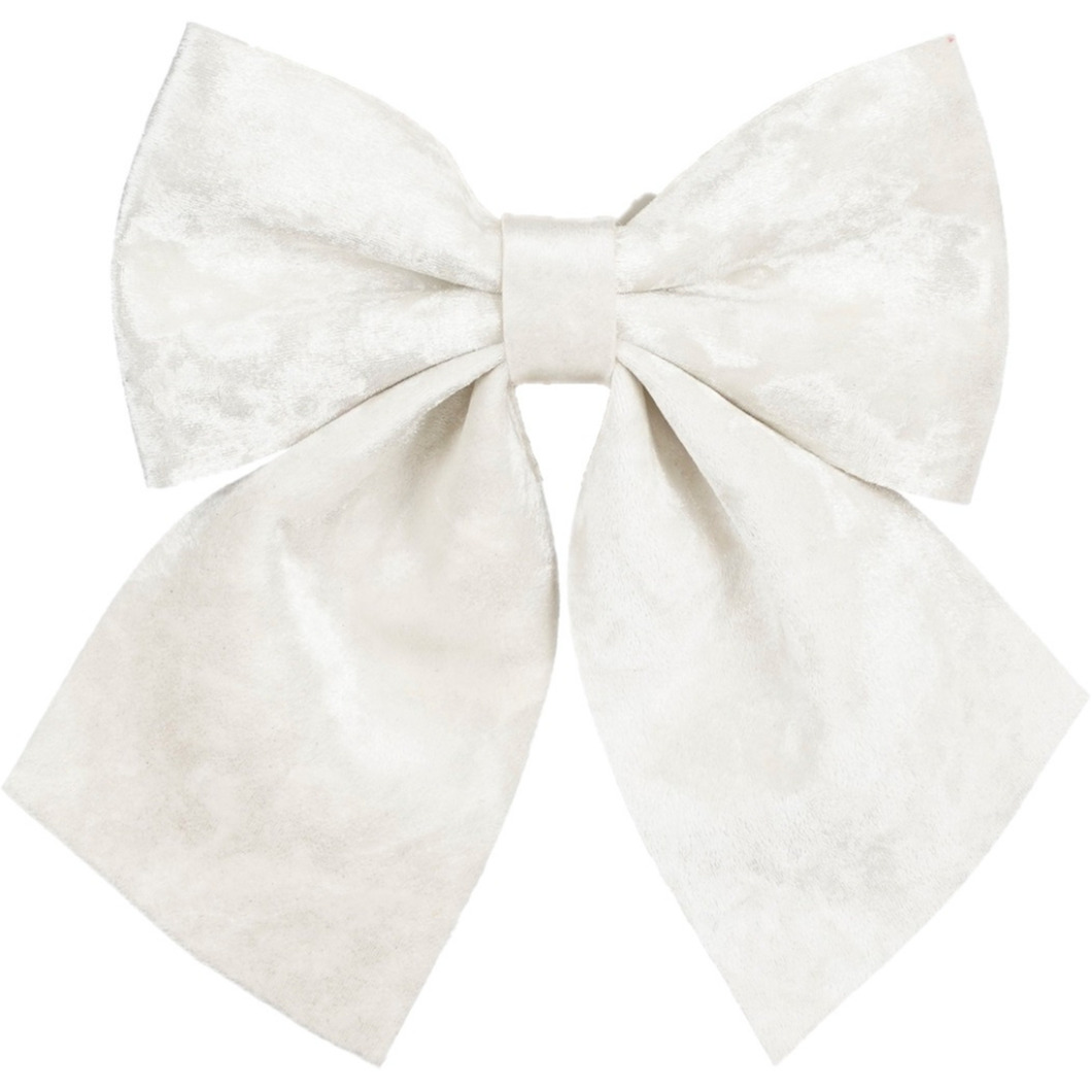 Decoratie strik ornament - wit - 20 x 24 cm - polyester fluweel -