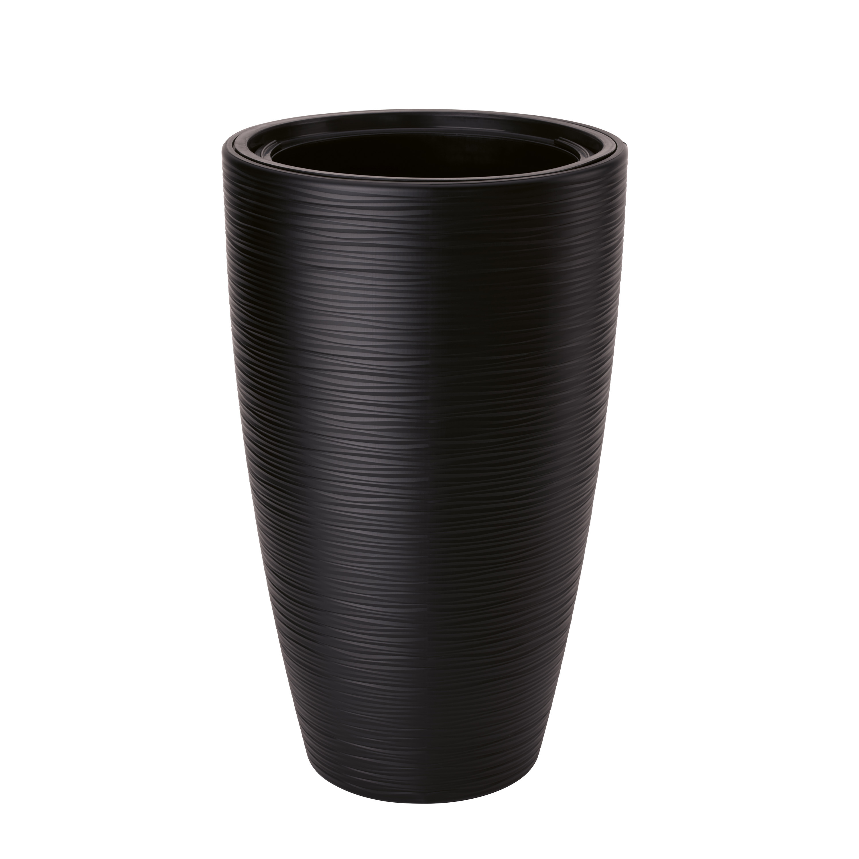 Form Plastic Plantenpot/bloempot Gobi - kunststof - zwart - D30 x H48 cm - met binnenpot -