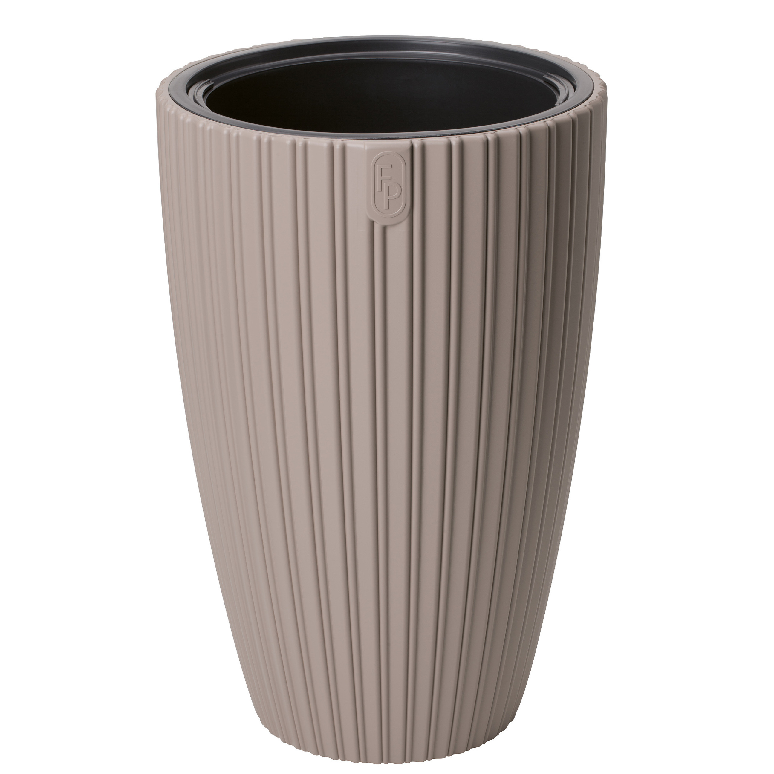 Form Plastic Plantenpot/bloempot Mika - kunststof - taupe - D40 x H58 cm - met binnenpot -
