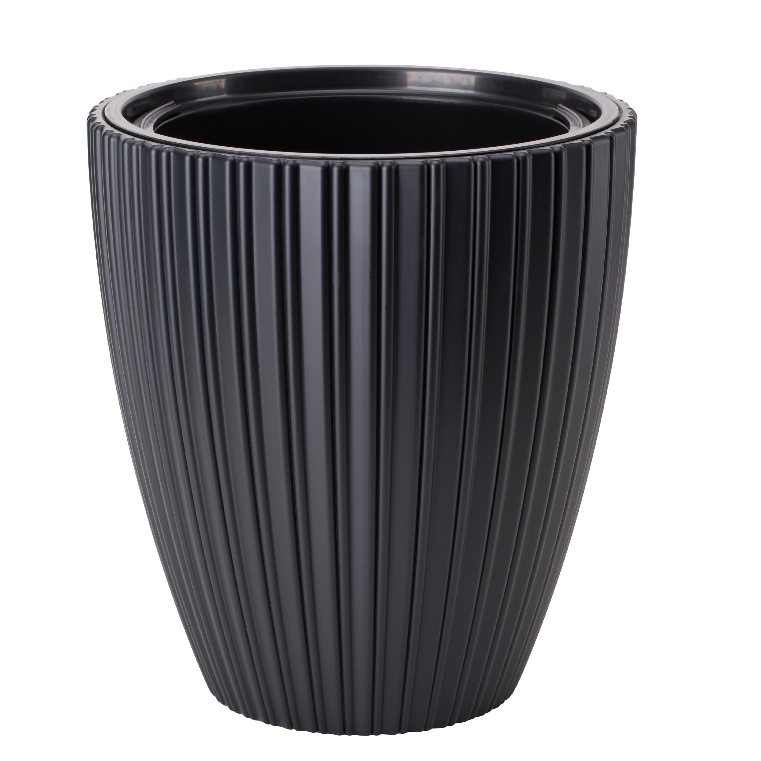 Form Plastic Plantenpot/bloempot Mika - kunststof - antraciet - D40 x H42 cm - met binnenpot -