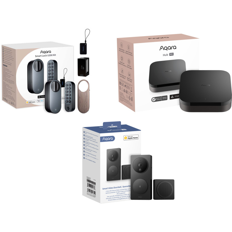 Aqara Smart Lock U200 Kit + Hub M3 + Smart Video Doorbell G4 set Thread, Bluetooth 5.1, NFC