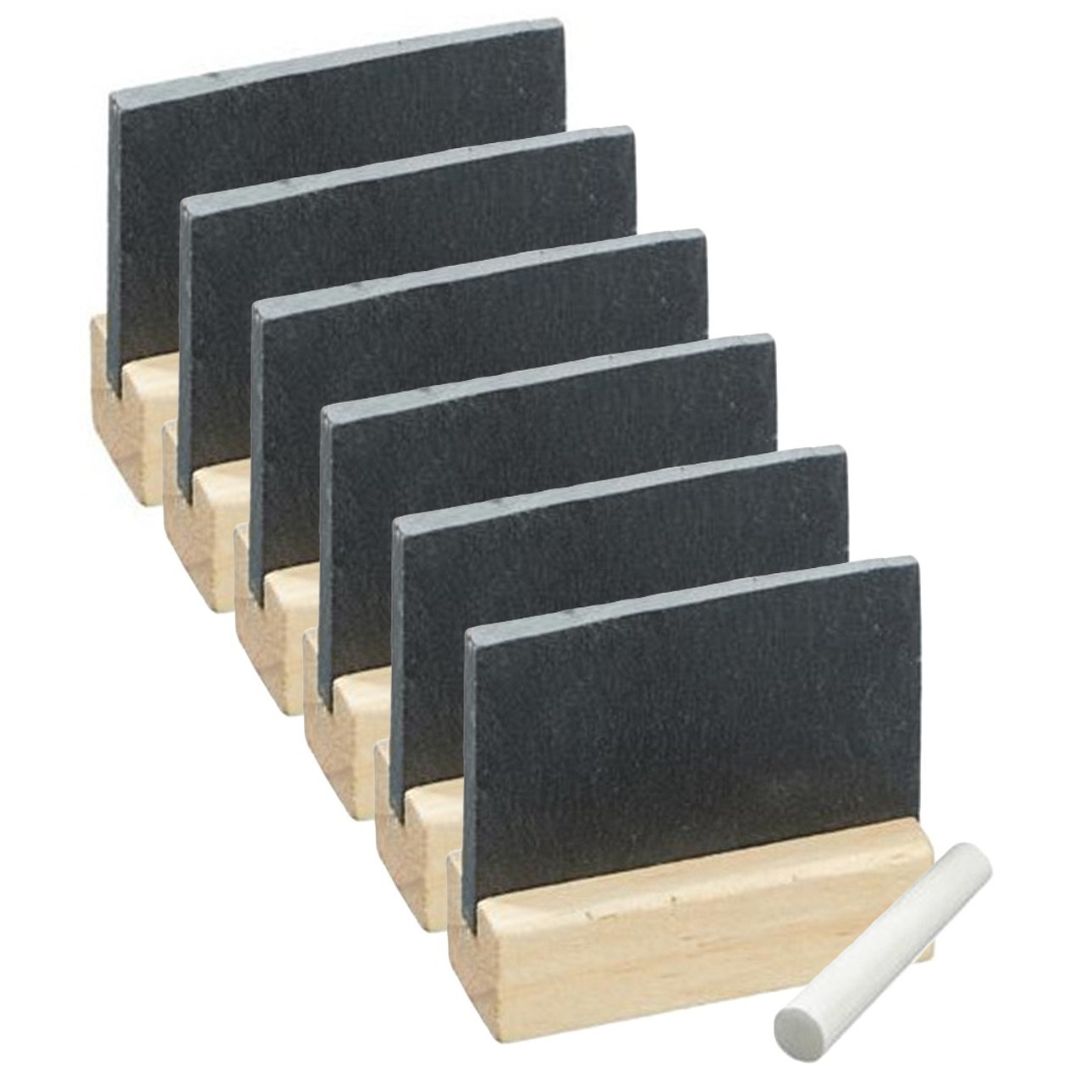 Krijtbord naambordjes - 12x - hout - 26 x 10,5 cm - plaatskaartjes met krijtjes -