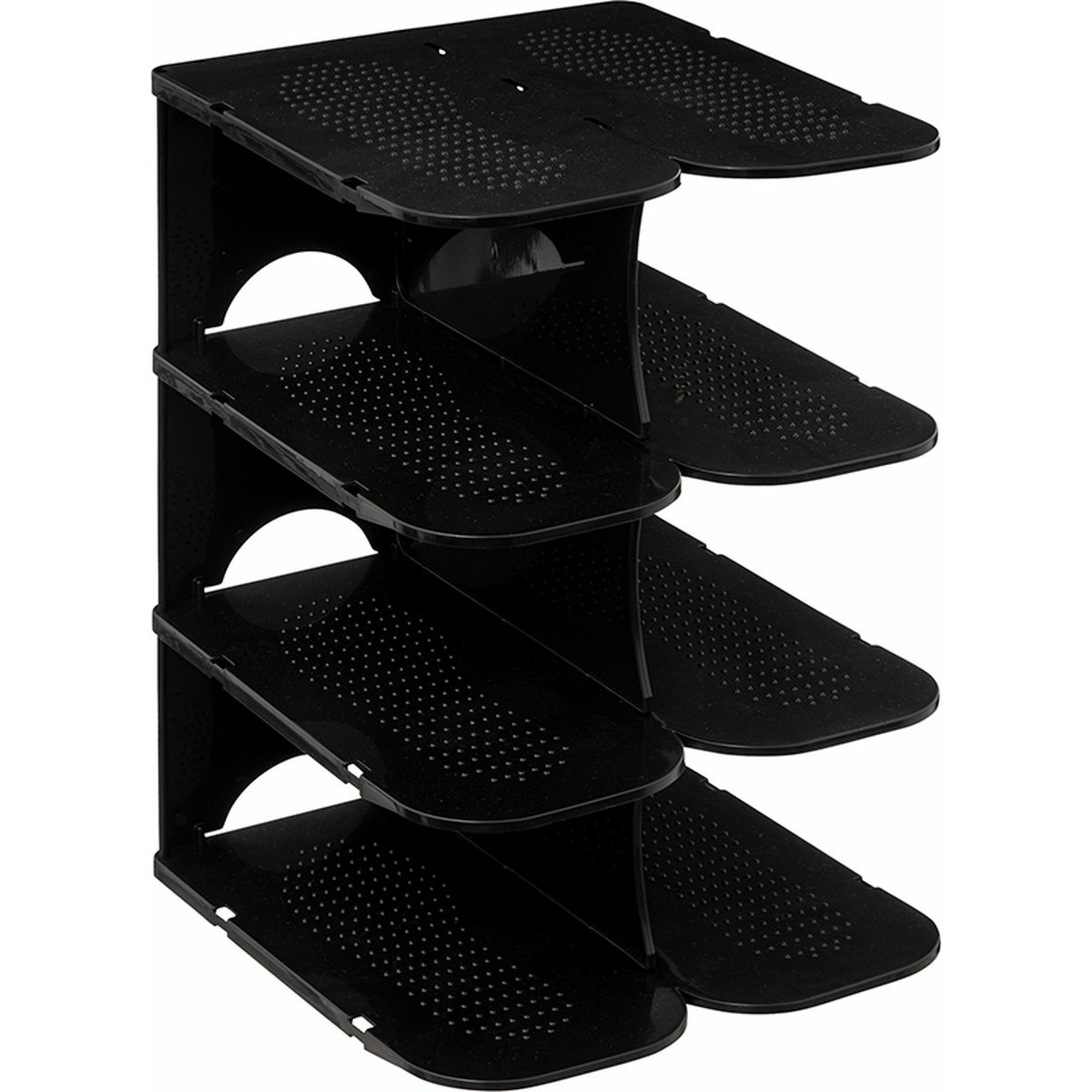 Schoenenrek - verticaal - stapelbaar - zwart - kunststof - 27 x 25 x 38 cm - ruimtebesparend/opbergr -