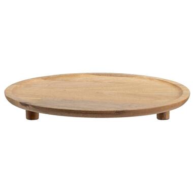 Dienblad Siem - naturel - mangohout - 3,5xØ35 cm - Leen Bakker