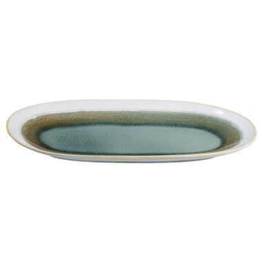 Onderbord Fia - turquoise stoneware - 26x14,5 cm - Leen Bakker