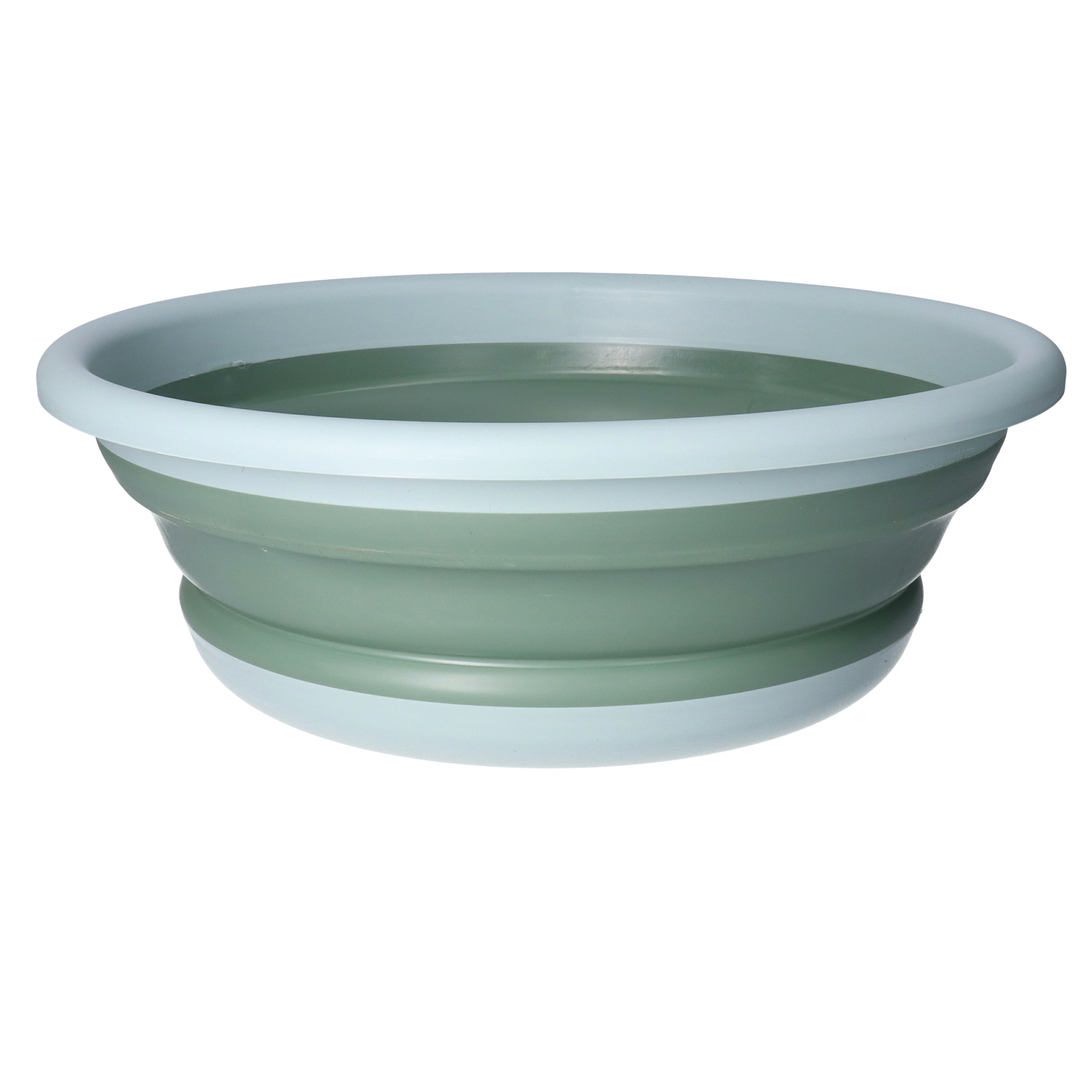 Afwasteil/wasmand emmer opvouwbaar - kunststof - 8 Liter - groen - D37 x H13 cm -