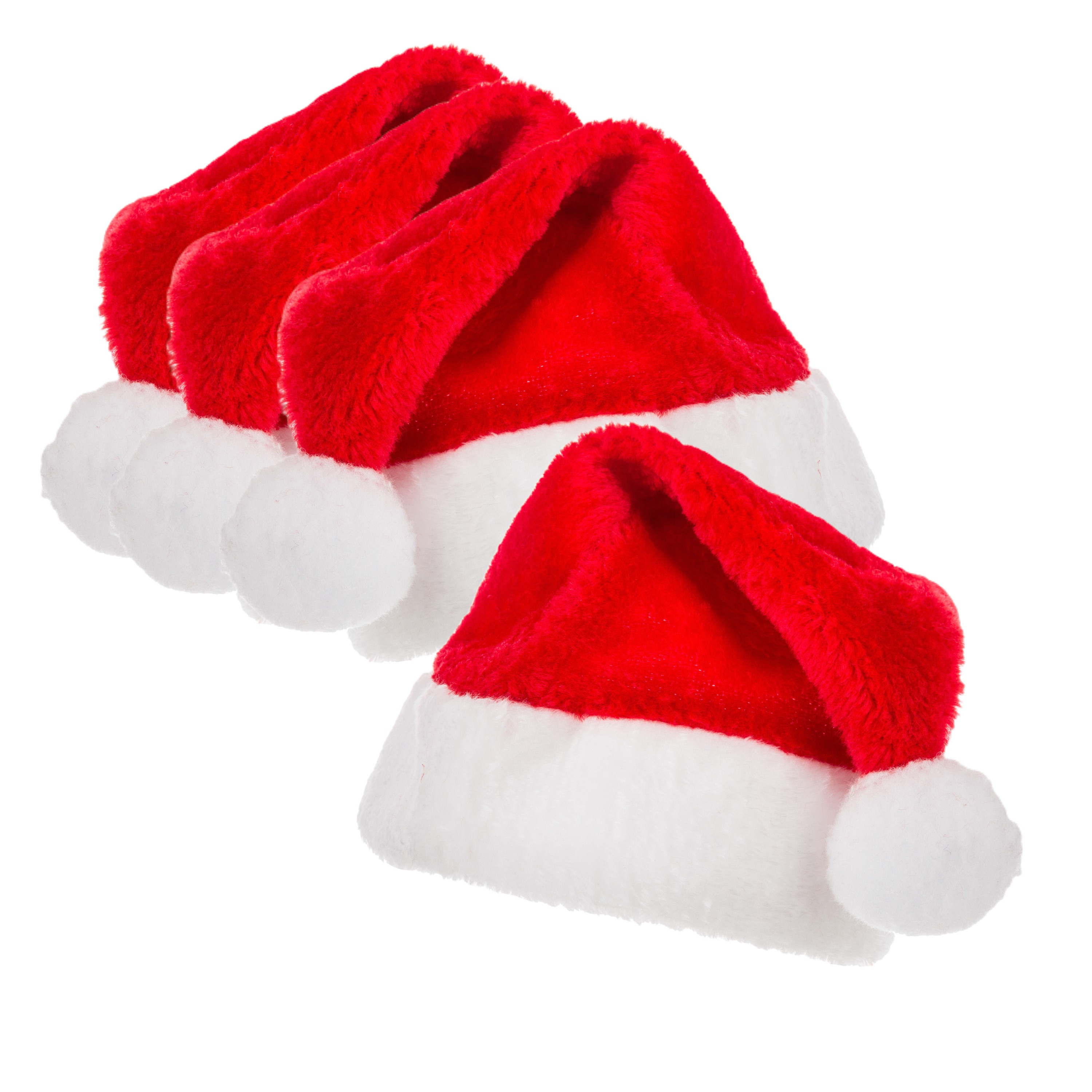 Feeric Kerstmutsen - 4x - rood - 29 x 15 x 35 cm - polyester - voor kinderen -
