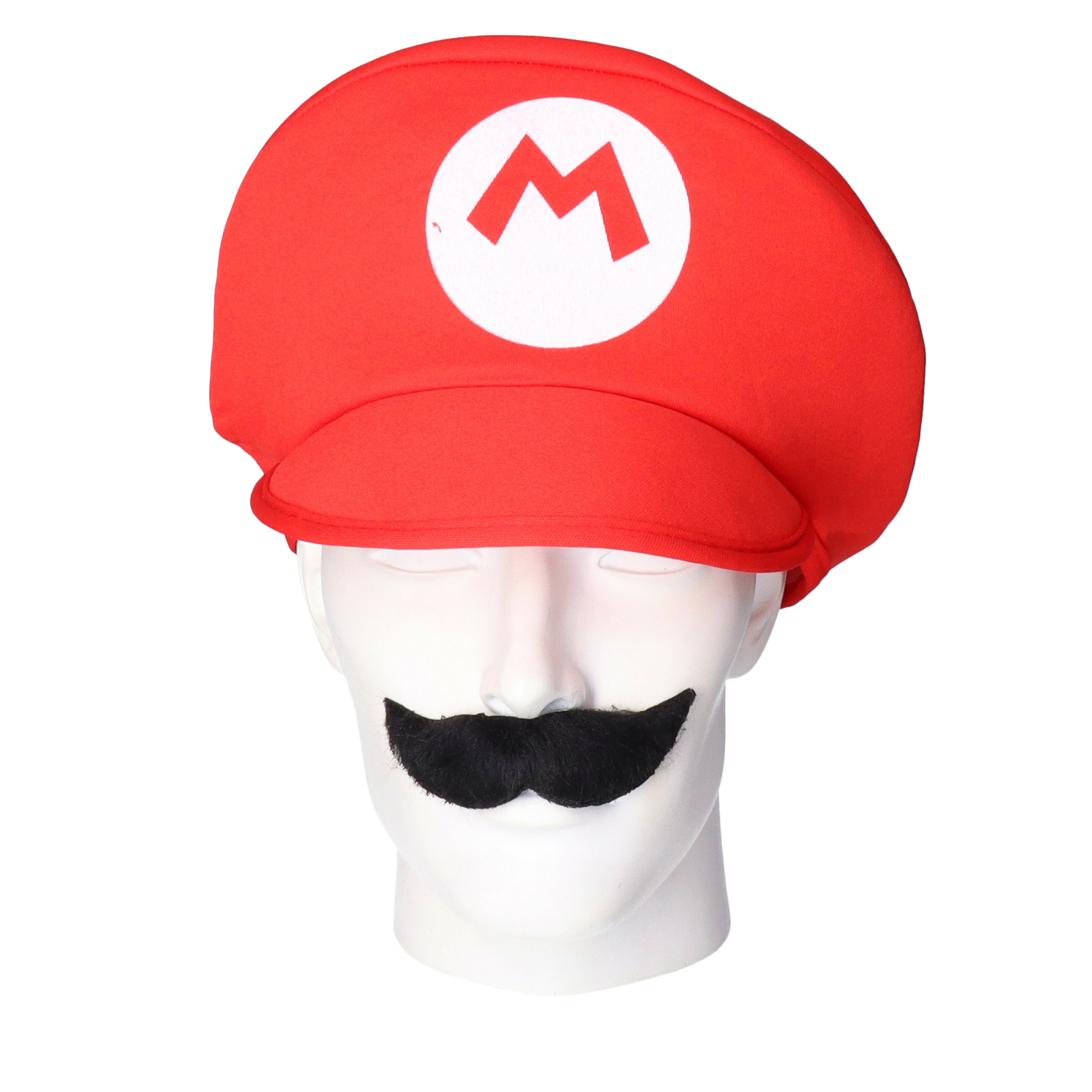 Loodgieter Mario verkleed set - pet en snor - rood - gamer verkleed accessoires -