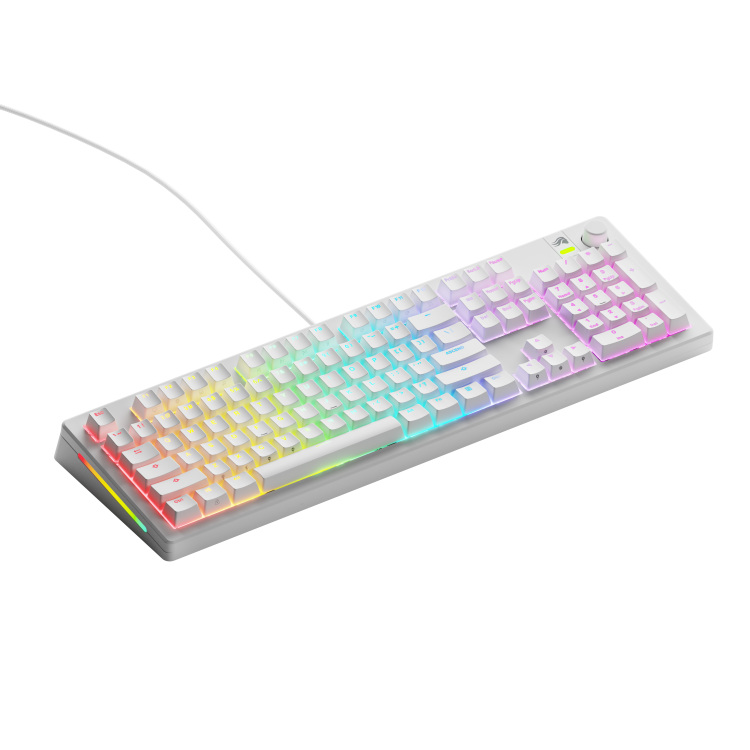 Glorious GMMK 3 100% Prebuilt Wired White gaming toetsenbord 100%, RGB, GPBT-doubleshot keycaps, Knob