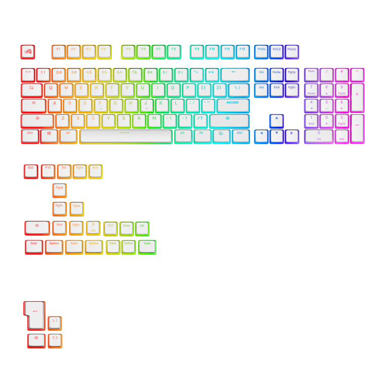 Glorious Aura V3 RGB Keycaps keycaps Pudding-style keycaps, Double Shot PBT, 130 stuks