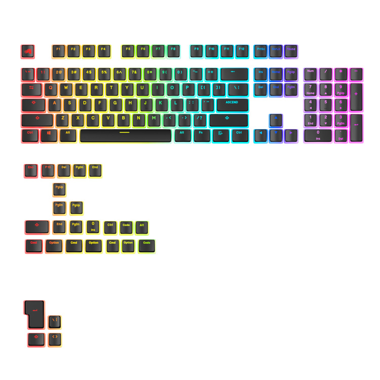 Glorious Aura V3 RGB Keycaps keycaps Pudding-style keycaps, Double Shot PBT, 130 stuks