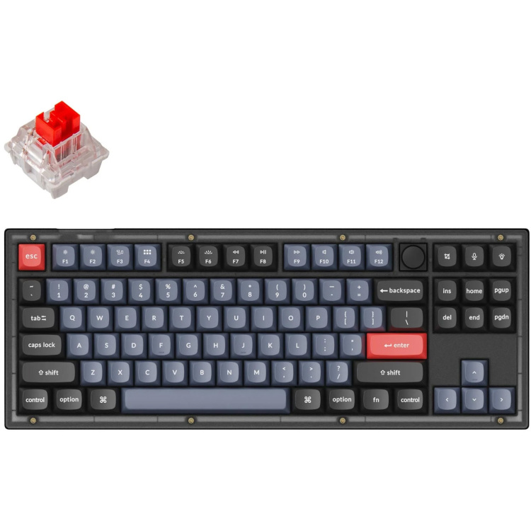 Keychron V3-C1 gaming toetsenbord RGB leds, TKL, Double-shot PBT, hot swap, Knob