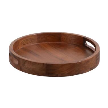 Dienblad rond - naturel mangohout - Ø35 cm - Leen Bakker