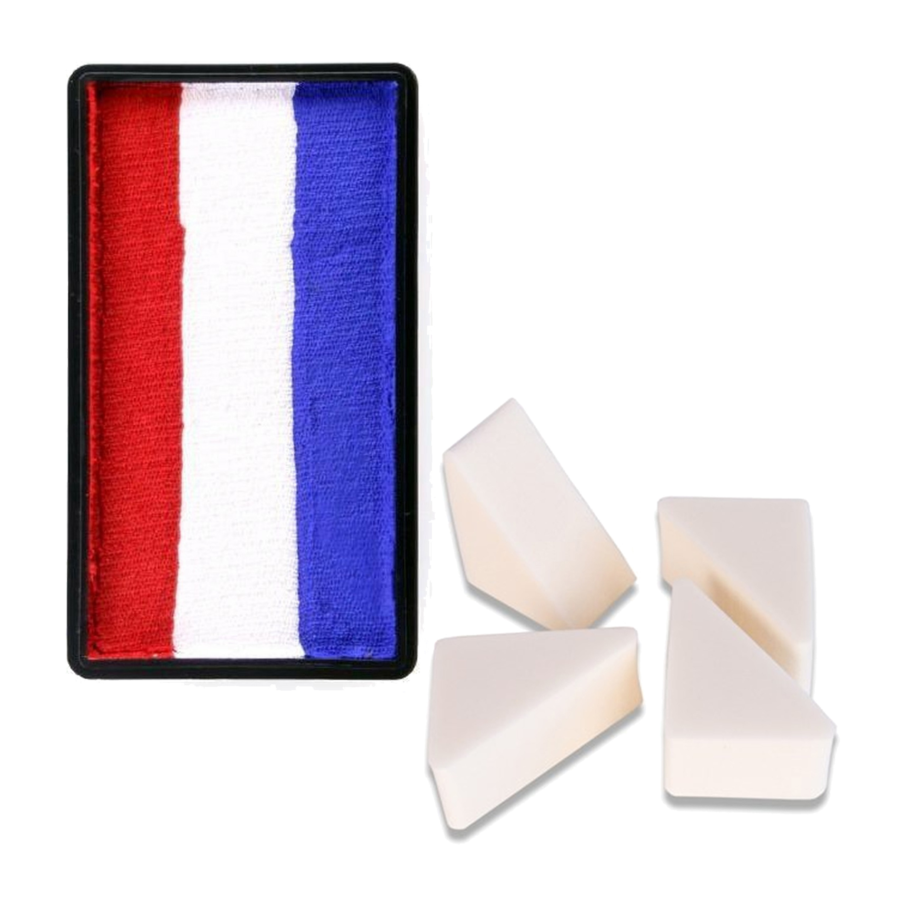 Nederlandse vlag schmink splitcake met sponsjes - koningsdag accessoires - Holland - EK/WK voetbal -