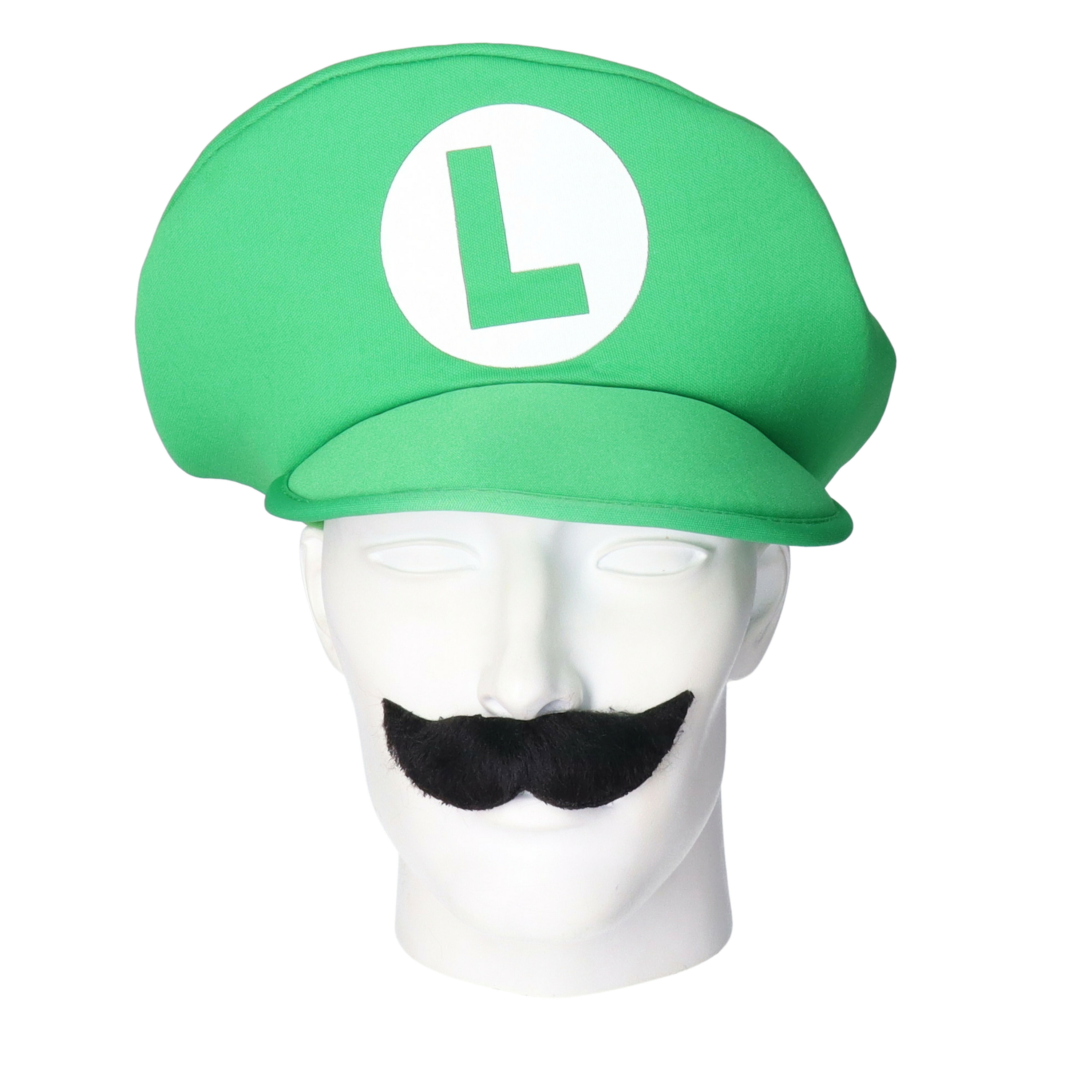 Loodgieter Luigi verkleed set - pet en snor - groen - gamer verkleed accessoires -