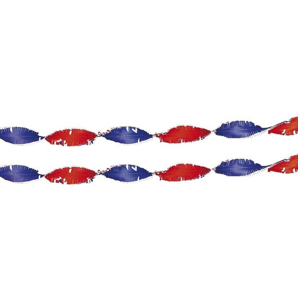 Crepe papier versiering feest slinger - 2x - rood/wit/blauw - 24 meter - feestartikelen -