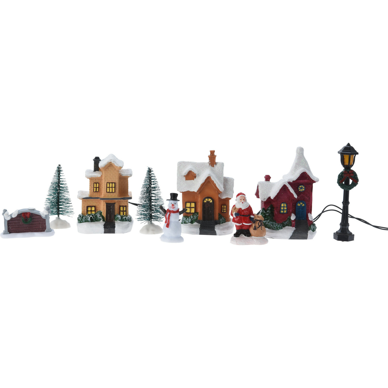 Kerstdorp landschap - accessoires - met led verlichting - 10-delig - christmas village -