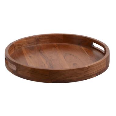 Dienblad rond - naturel mangohout - Ø40 cm - Leen Bakker
