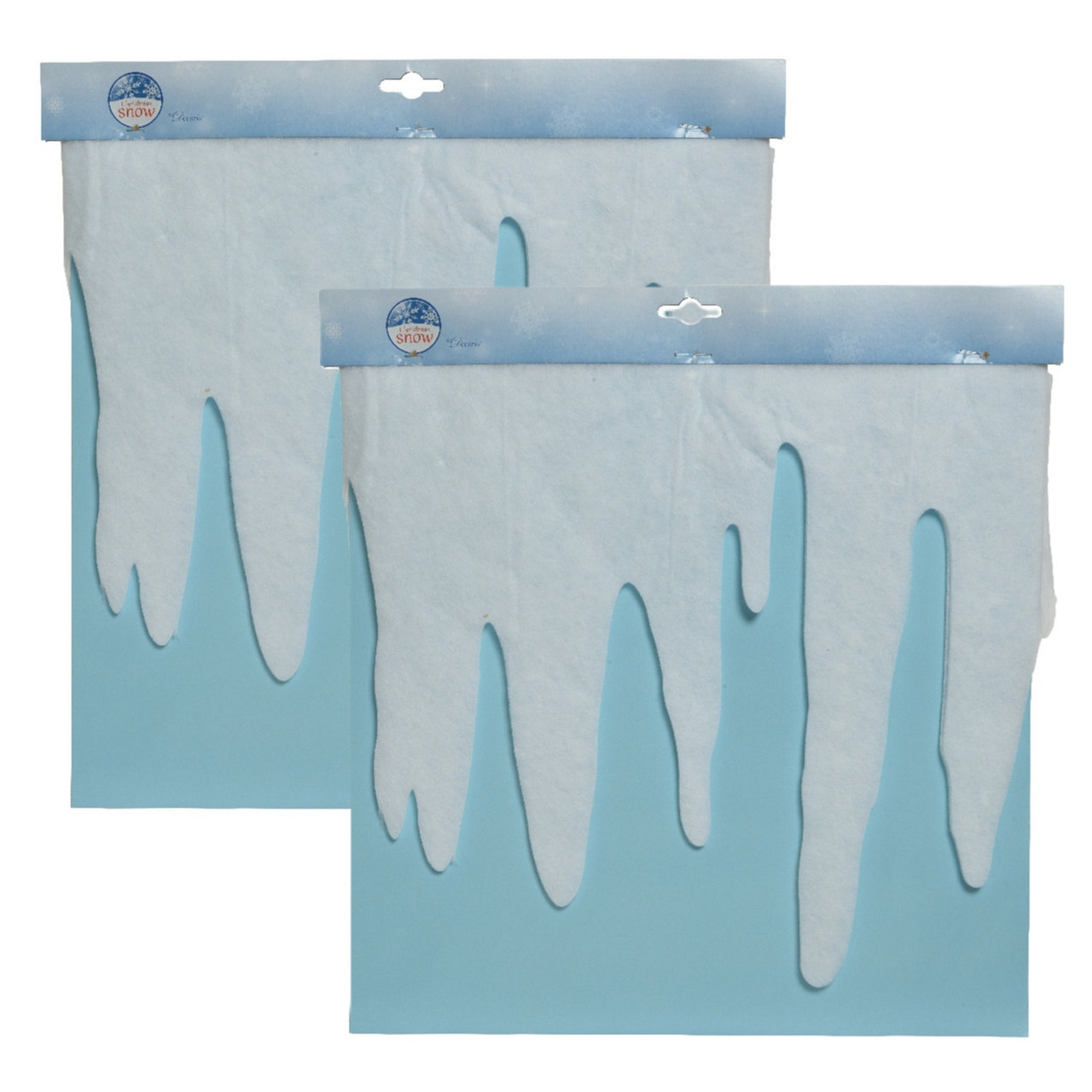 Ijspegelranden/sneeuwranden - 2x - wit - 200 x 32 cm - polyester - sneeuwversiering -