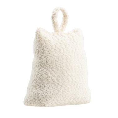 Deurstopper bouclé - wit polyester - 21x17 cm - Leen Bakker