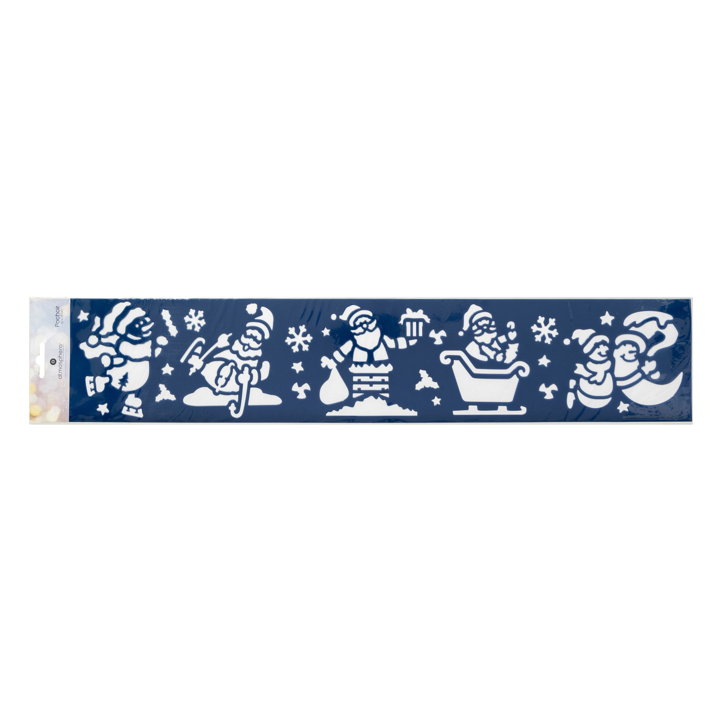 Kerst decoratie raamsjablonen - sneeuwpop/kerstman - 60 x 12 cm -raamversiering -