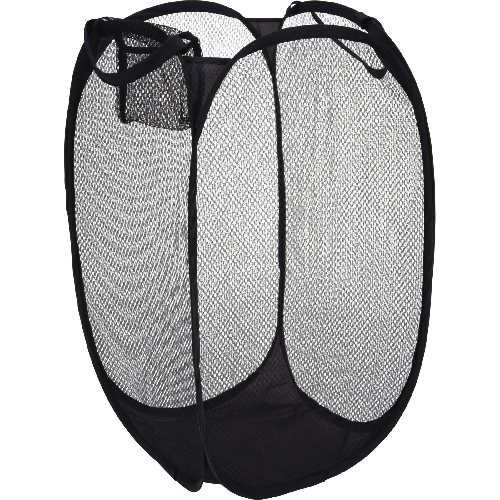 Wasmand flexibel/opvouwbaar - zwart - nylon - 36 x 36 x 58 cm - 64 liter -