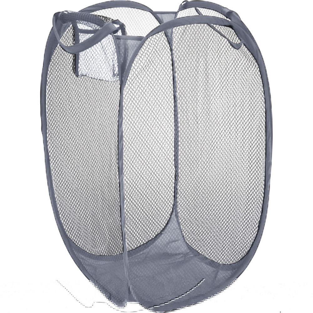 Wasmand flexibel/opvouwbaar - grijs - nylon - 36 x 36 x 58 cm - 64 liter -