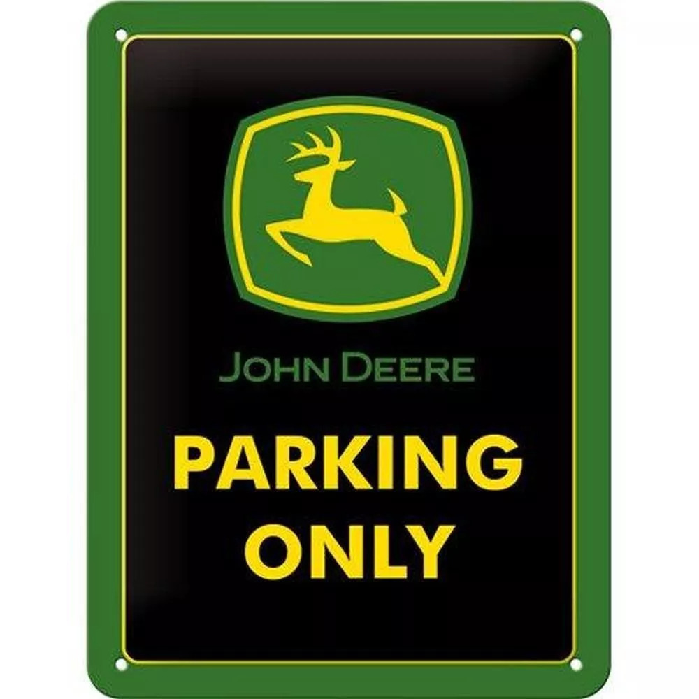 Nostalgic Art wandbord/muurplaatjes - metaal - John Deere Parking Only - 20 x 30 cm - mancave -