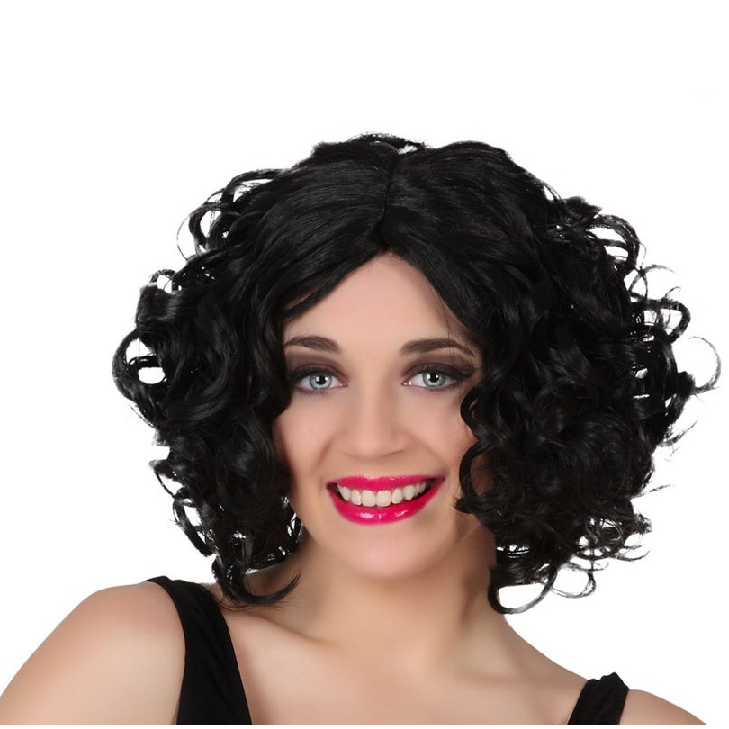 Verkleedpruik Dames - Zwart - Marilyn filmster - krullend haar - Beroemdheid - Jaren 60 -